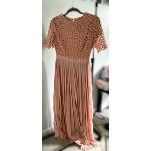 Peach Lace Maxi Dress